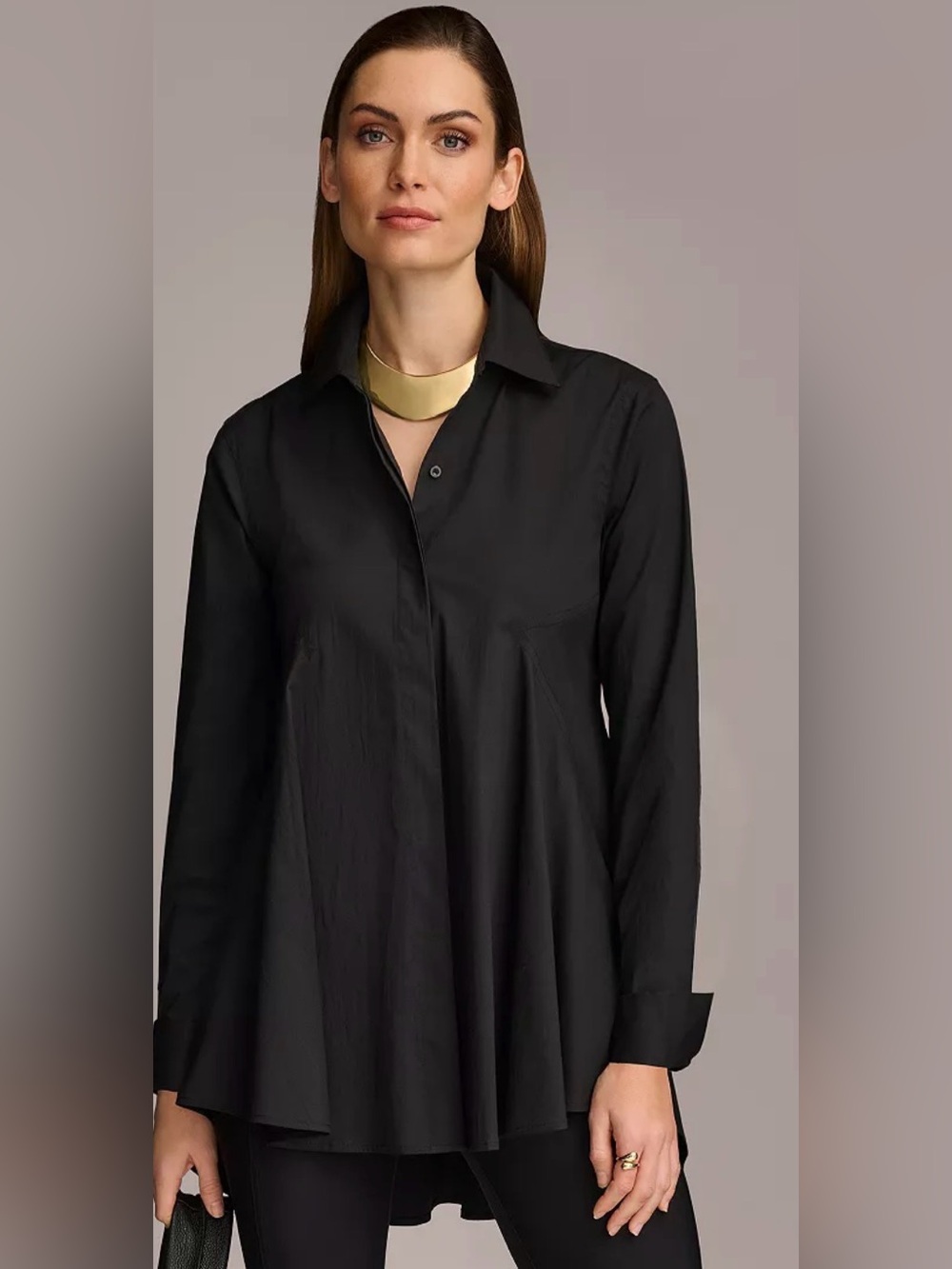 Donna Karan New York 
Women's A-Line Button Down Poplin Tunic M